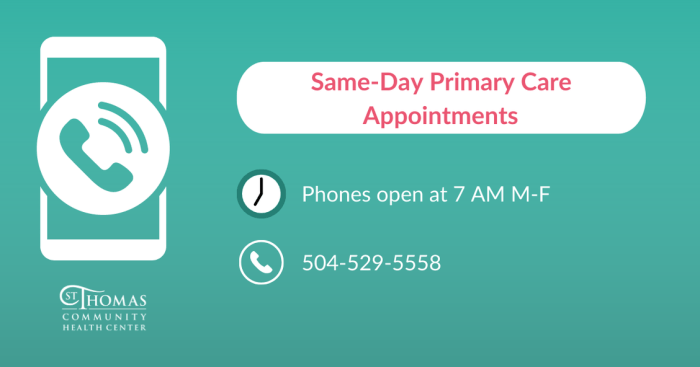Same Day Appointments - St<div class= Same Day Appointments - St. Thomas Community Health Center